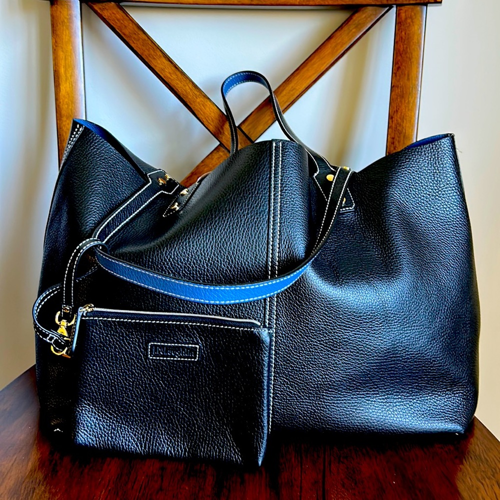 Reversible leather tote - pebble grain leather